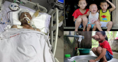 Ba đứa con thơ khóc nghẹn cầu xin sự sống cho cha bị vỡ hộp sọ sau tai nạn