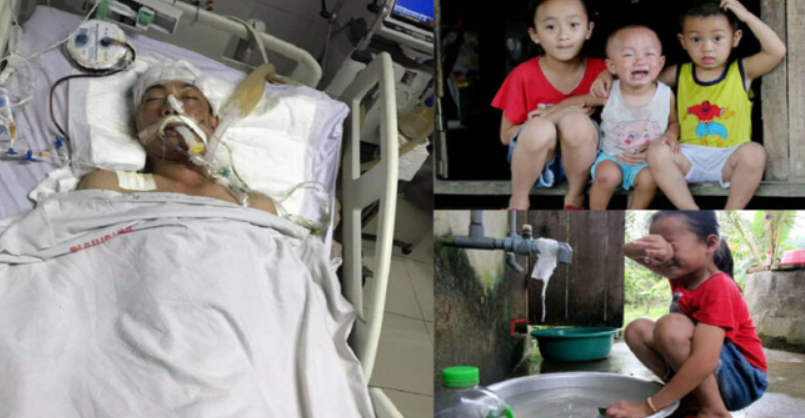 Đau lòng ba đứa con thơ khóc nghẹn cầu xin sự sống cho cha bị vỡ hộp sọ sau tai nạn