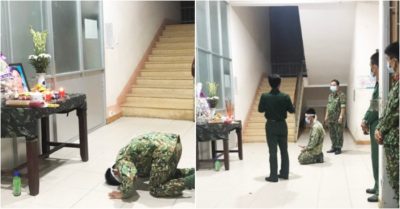 Mẹ mất, nam quân nhân quỳ vái vọng từ khu chống dịch