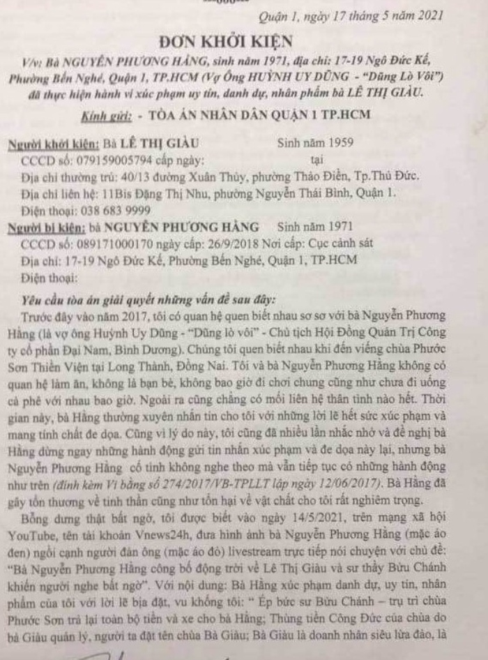 Bà Nguyễn Phương Hằng bị kiện, đòi bồi thường 1.000 tỷ đồng...