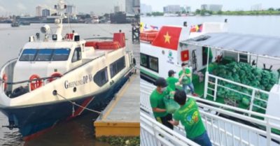 Hai tàu thủy cao tốc cập bến miền Tây chở 40 tấn rau củ lên TP. HCM