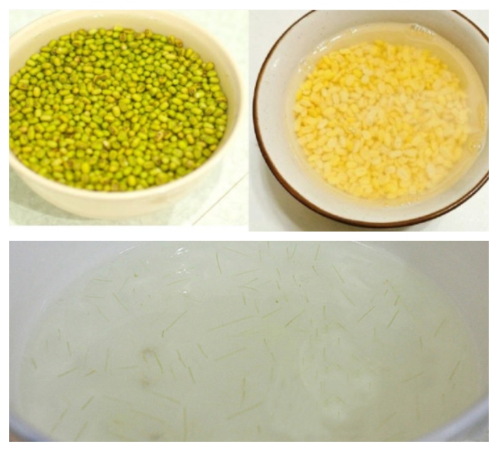 Sơ chế nguyên liệu: nấu chè đậu xanh nha đam đường phèn
